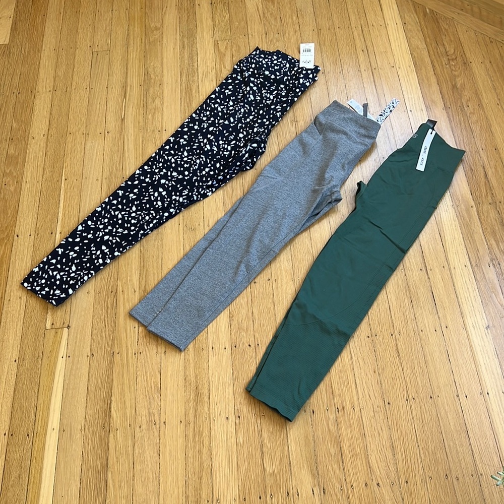 THREE ASOS leggings NWT! New with tags! Polka dot, gray and forest green!